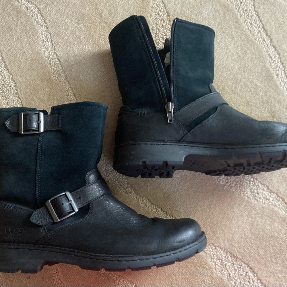 Ugg Biker Black Biker Boots, size 11.5